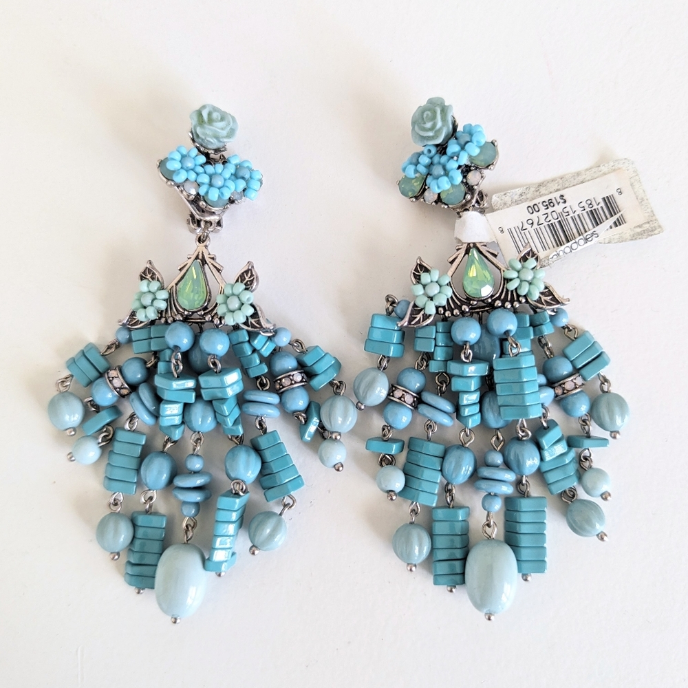 NWT Dannijo Turquoise Beaded Floral Lionel Earrings